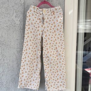 Zara Kids Floral Print Jeans - White and Orange